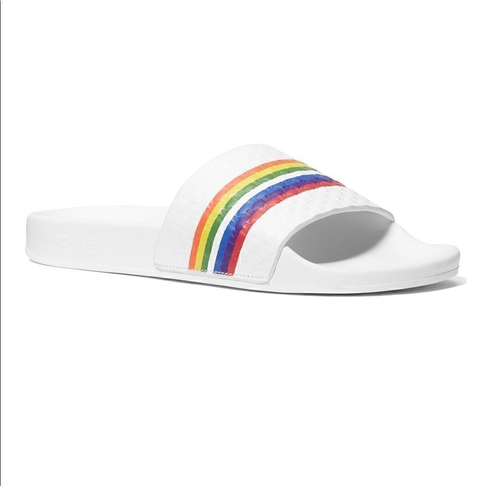 🆕Michael Kors rainbow slide sandals  10 